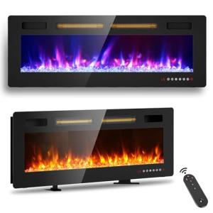 BREEZEHEAT 50" Wall-Mounted Electric Fireplace with Remote
