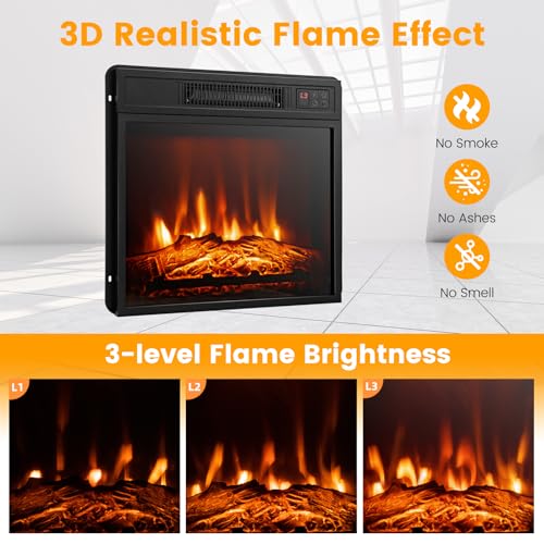 Tangkula 32" Electric Fireplace with Mantel & Remote