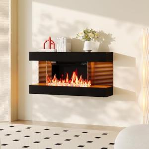 18-Inch Wall Mounted Electric Fireplace with Mantel