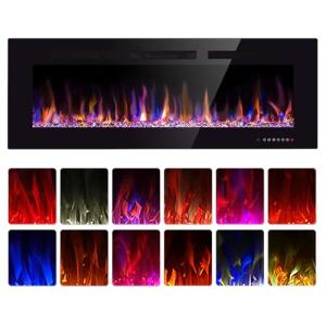 50" Electric Wall-Mounted Fireplace with Remote Control