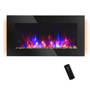 HOMCOM 36" Electric Wall-Mounted Fireplace with Lights
