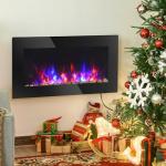 HOMCOM 36" Electric Wall-Mounted Fireplace with Lights