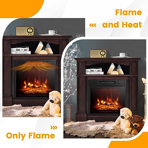 Tangkula 32" Electric Fireplace with Mantel & Remote