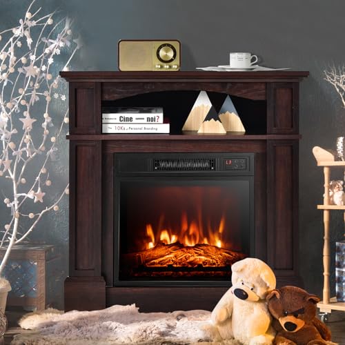 Tangkula 32" Electric Fireplace with Mantel & Remote