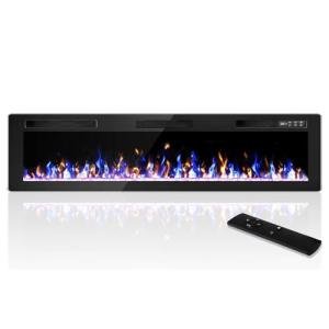 72" Electric Fireplace with Multi-Flame and Remote