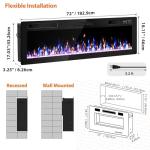72" Electric Fireplace with Multi-Flame and Remote