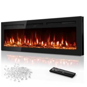 60-Inch Ultra-Thin Electric Fireplace, Recessed or Mounted