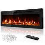 60-Inch Ultra-Thin Electric Fireplace, Recessed or Mounted