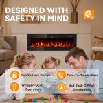 60-Inch Ultra-Thin Electric Fireplace, Recessed or Mounted