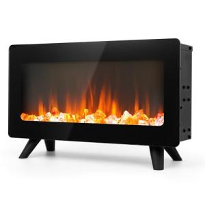 16" Electric Fireplace Desk Heater with 3D Flames