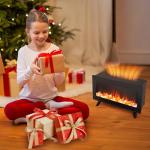 16" Electric Fireplace Desk Heater with 3D Flames