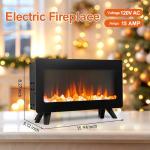 16" Electric Fireplace Desk Heater with 3D Flames