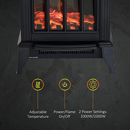 Electric Fireplace Stove with LED Flame Effect