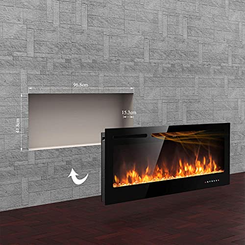 Electric Wall Fireplace with Touch Screen Control