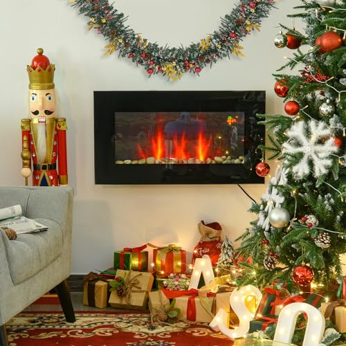 Electric Wall Fireplace with LED Flame and Remote