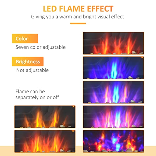 Electric Wall Fireplace with LED Flame and Remote