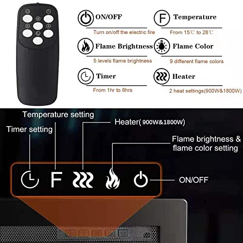 INMOZATA 102cm Recessed Electric Fireplace with LED Flame