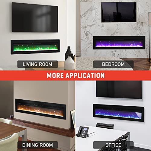 INMOZATA 102cm Recessed Electric Fireplace with LED Flame