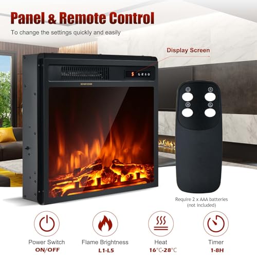 COSTWAY Electric Fireplace - Wall Mount & Freestanding