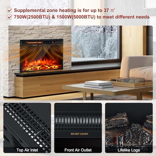 COSTWAY Electric Fireplace - Wall Mount & Freestanding