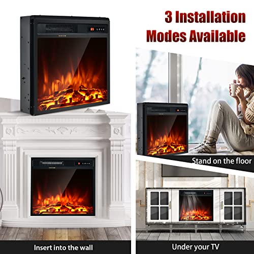 COSTWAY Electric Fireplace - Wall Mount & Freestanding