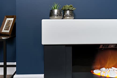White and Grey Freestanding Electric Fireplace - Adam Verona