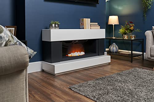 White and Grey Freestanding Electric Fireplace - Adam Verona
