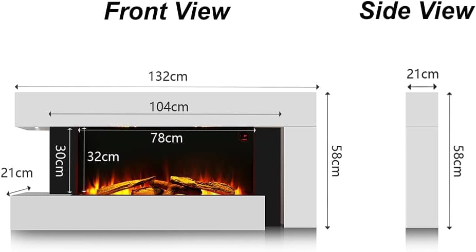 INMOZATA 52" Wall Mounted Electric Fireplace Suite