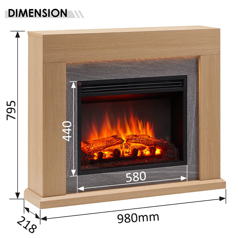 Madura 39" Electric Fireplace Heater with Surround