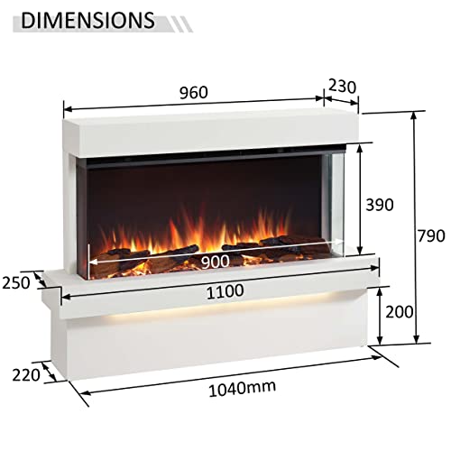 FLAMME Knighton 3-Sided Electric Fireplace Heater 1500W