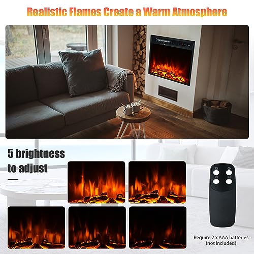 TANGZON Recessed Electric Fireplace with Remote Control