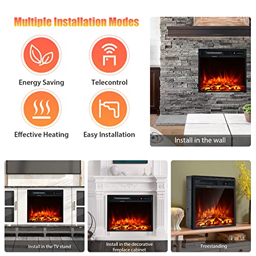 TANGZON Recessed Electric Fireplace with Remote Control