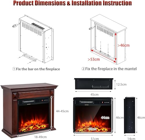 TANGZON Recessed Electric Fireplace with Remote Control