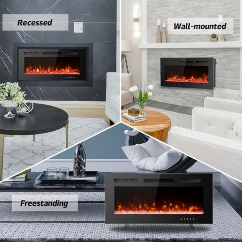 M.C.Haus Slim Electric Fireplace with Remote Control