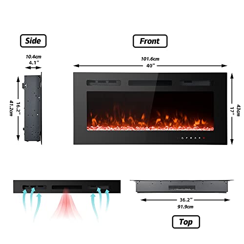 M.C.Haus Slim Electric Fireplace with Remote Control