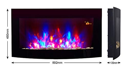 TruFlame 2kW Wall-Mounted Electric Fire with Pebbles