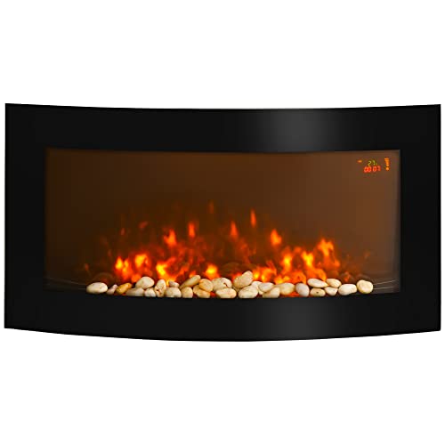 HOMCOM LED Wall-Mounted Electric Fireplace with Fan
