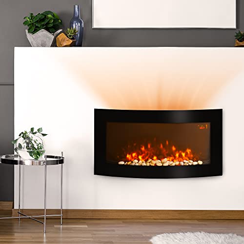 HOMCOM LED Wall-Mounted Electric Fireplace with Fan