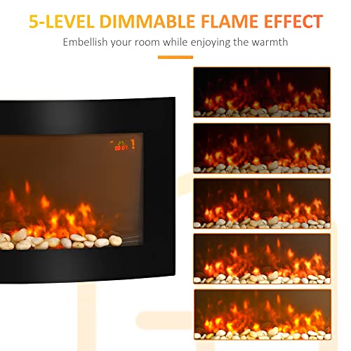 HOMCOM LED Wall-Mounted Electric Fireplace with Fan