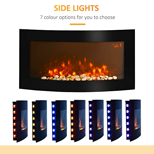 HOMCOM LED Wall-Mounted Electric Fireplace with Fan