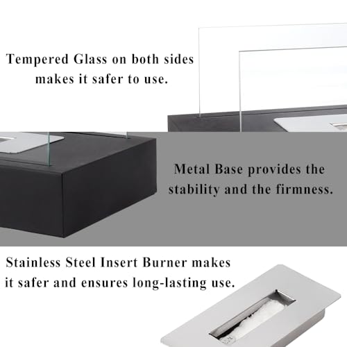 Portable Bioethanol Tabletop Fireplace - Black