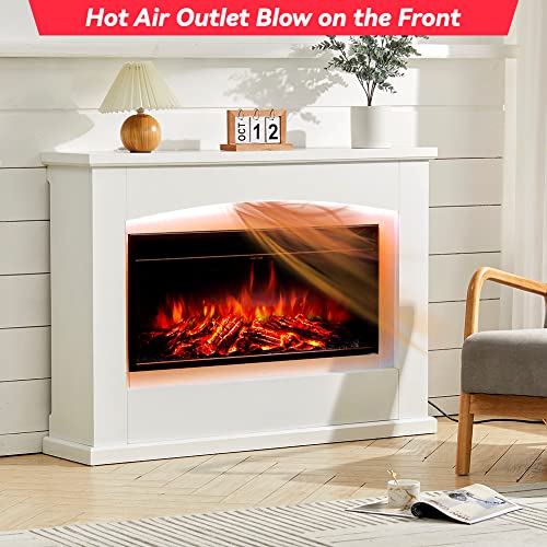 50-Inch White Free Standing Electric Fireplace with Remote