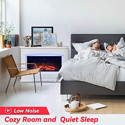 50-Inch White Free Standing Electric Fireplace with Remote