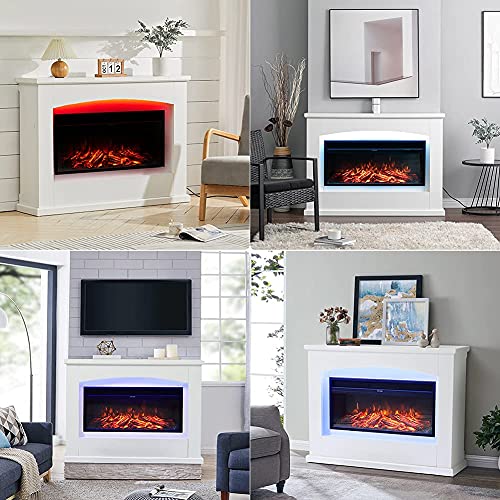 50-Inch White Free Standing Electric Fireplace with Remote