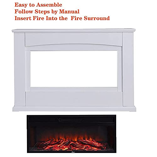 INMOZATA 50" Electric Fireplace with Surround White