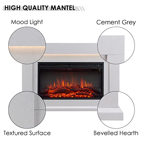 Madura Electric Fireplace with 2kW Heater, Gray