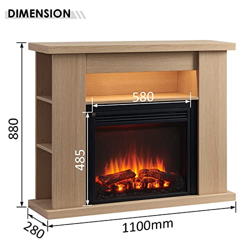 Lipson Electric Fireplace Suite with Shelves, 109cm