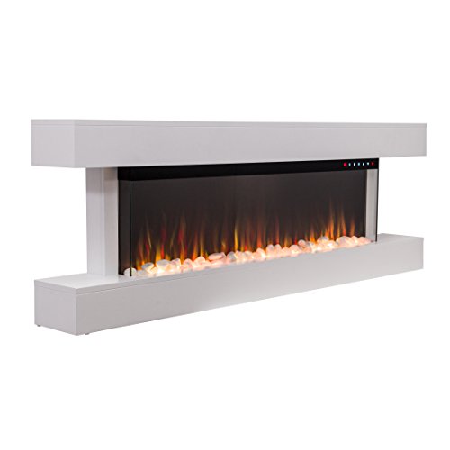 Wall-Mounted Electric Fireplace with 10 Flames, White