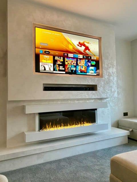 Wall-Mounted Electric Fireplace with 10 Flames, White