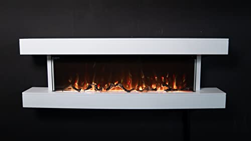 Wall-Mounted Electric Fireplace with 10 Flames, White